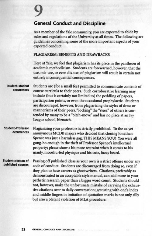 Yale Handbook Parody, Page 23