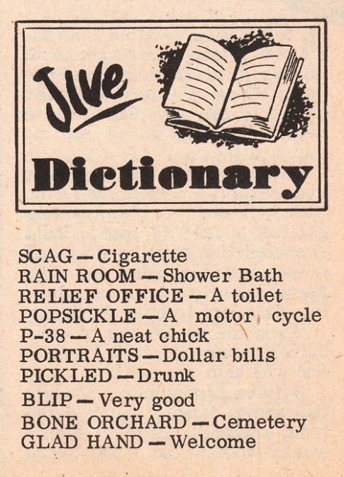 Jive Dictionary clipping reposted by The Yale Record college humor magazine.