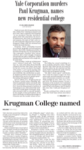 Yale Corporation murders Paul Krugman, names new residential college