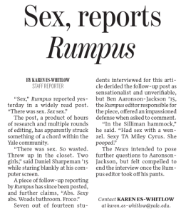 Sex, reports Rumpus