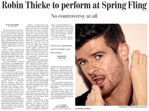 Robin Thicke to perform at Spring Fling